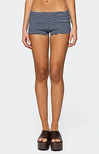Edikted Reagan Striped Ribbed Micro Shorts
