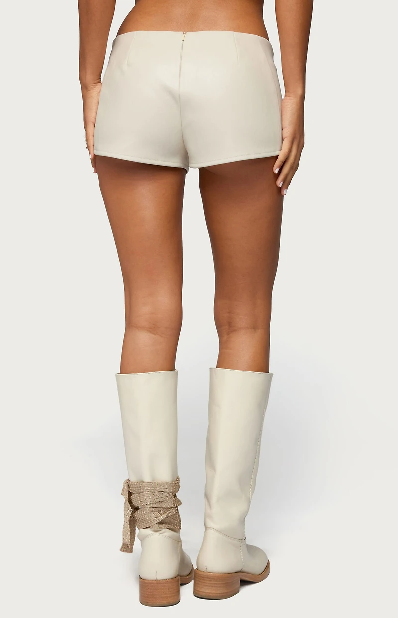 Edikted Wilde Lace Up Faux Leather Shorts