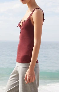 John Galt Burgundy Amaya Tank Top