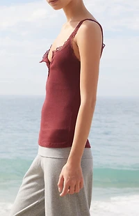 John Galt Burgundy Amaya Tank Top