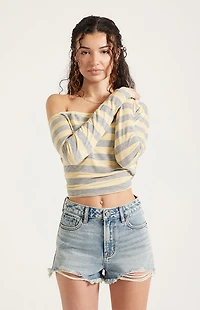 Pacsun Ivy High Waisted Denim Festival Shorts Frayed Light Blue