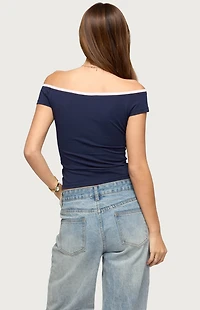 Edikted Dellah Contrast Off Shoulder Top