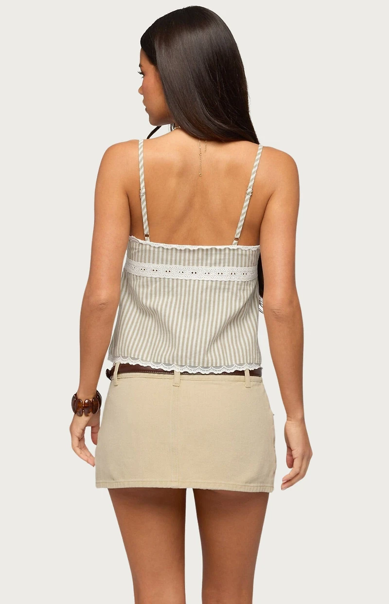 Edikted Elodie Lacey Striped Tank Top