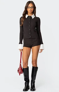 Edikted Avey Cable Knit Shorts
