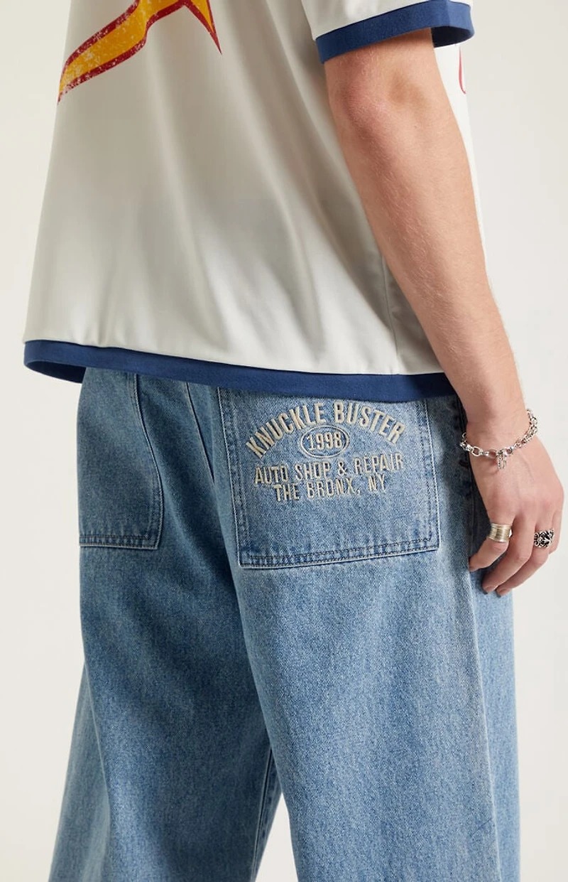 Pacsun Blake Extreme Baggy Jeans Embroidered Medium Blue