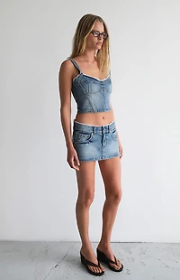 ABRAND Selena Lace 00 Super Low Denim Mini Skirt
