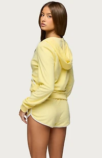 Edikted Madilyn Terry Cloth Zip Up Hoodie