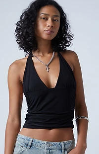 Third Charm Blair Deep V Halter Top