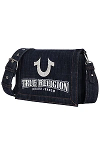 True Religion Bling Horseshoe Denim Messenger Bag