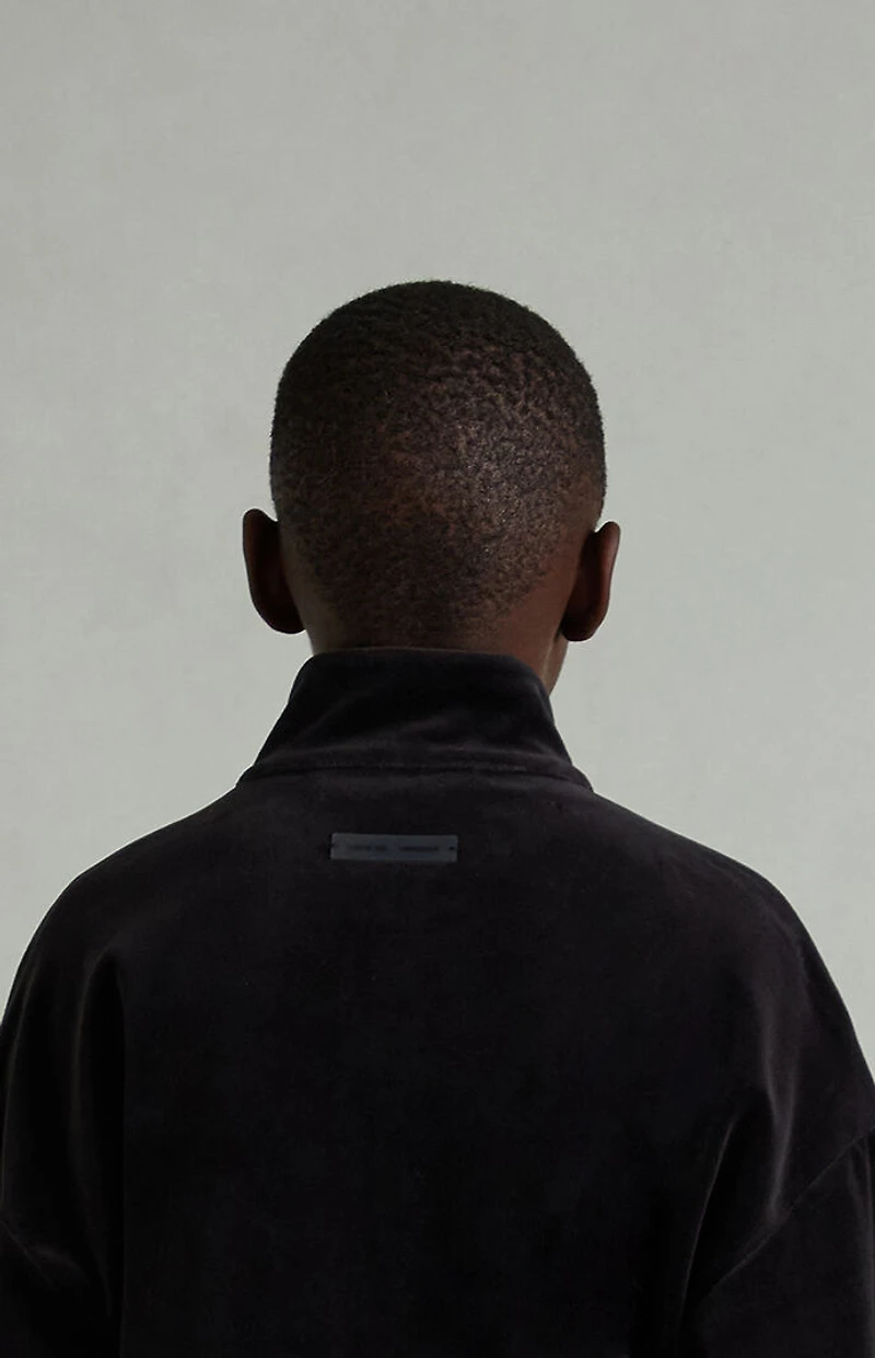 Fear of God ESSENTIALS Kids Vintage Black Classic Fit Velour Track Jacket