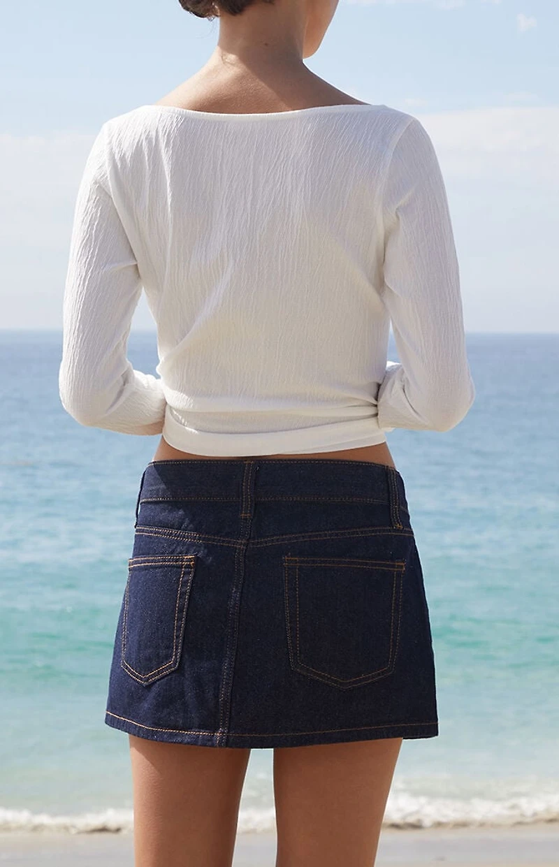 John Galt Dark Blue Malia Denim Mini Skirt