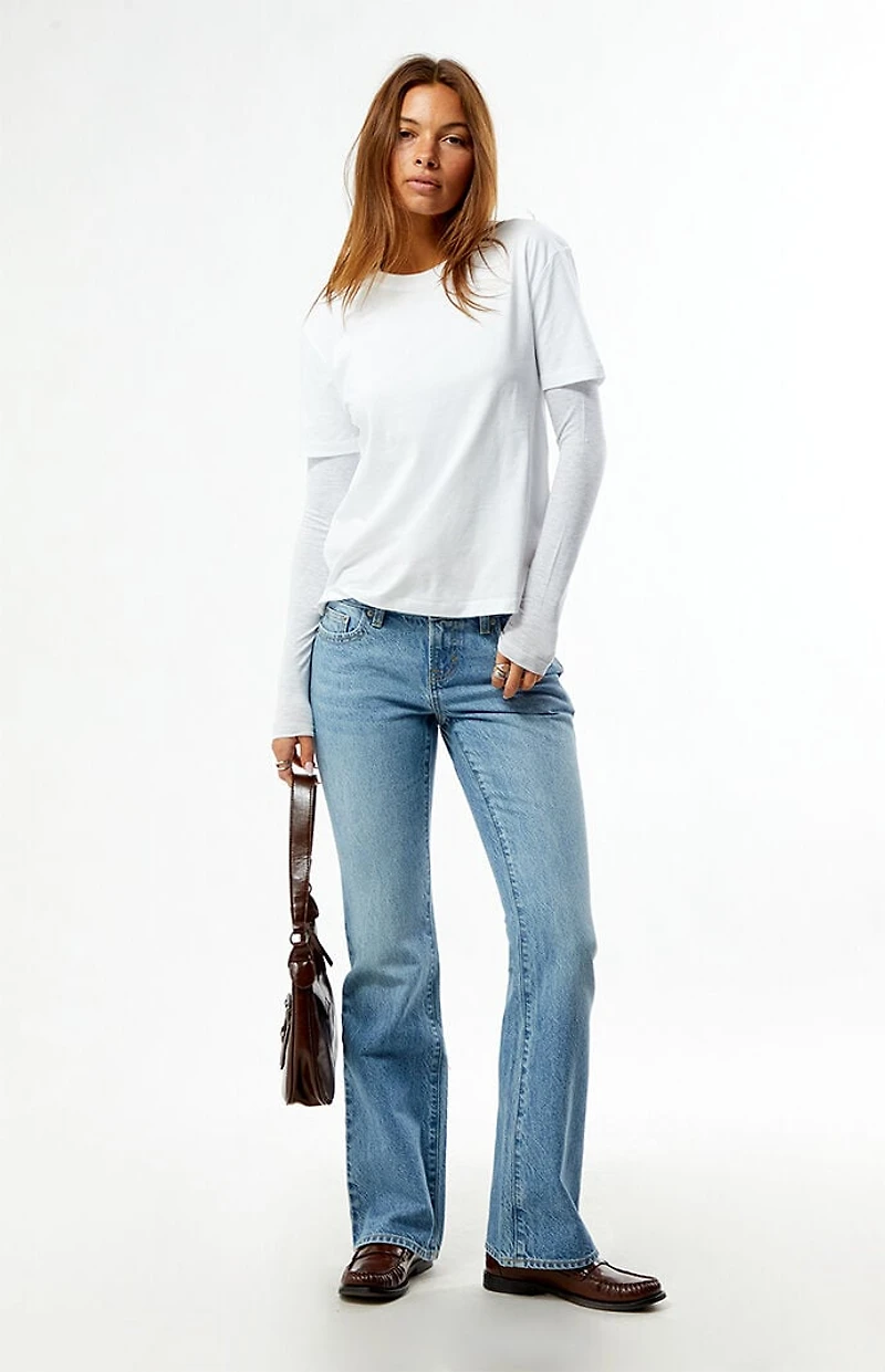 Pacsun Jade Low Rise Bootcut Jeans Double Button Light Blue