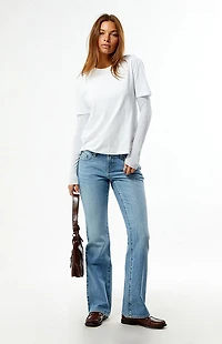Pacsun Jade Low Rise Bootcut Jeans Double Button Light Blue