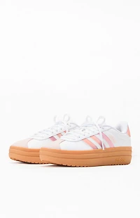adidas Kids White & Pink VL Court Bold Shoes