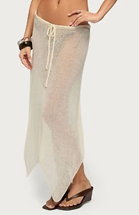 Edikted Isla Handkerchief Sheer Knit Midi Skirt
