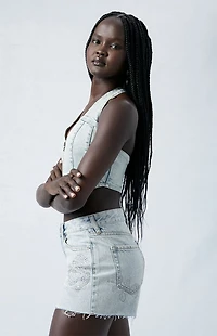 Pacsun Eco Light Indigo Studded High Waisted Denim Festival Shorts