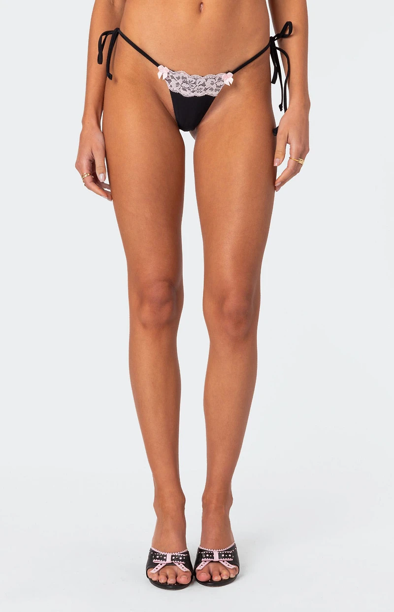 Edikted Cassey Lacey String Tie Side Bikini Bottom