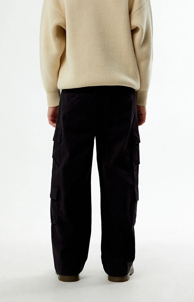Pacsun Kids Porter Baggy Pants Stretch E-Waist Cargo Black