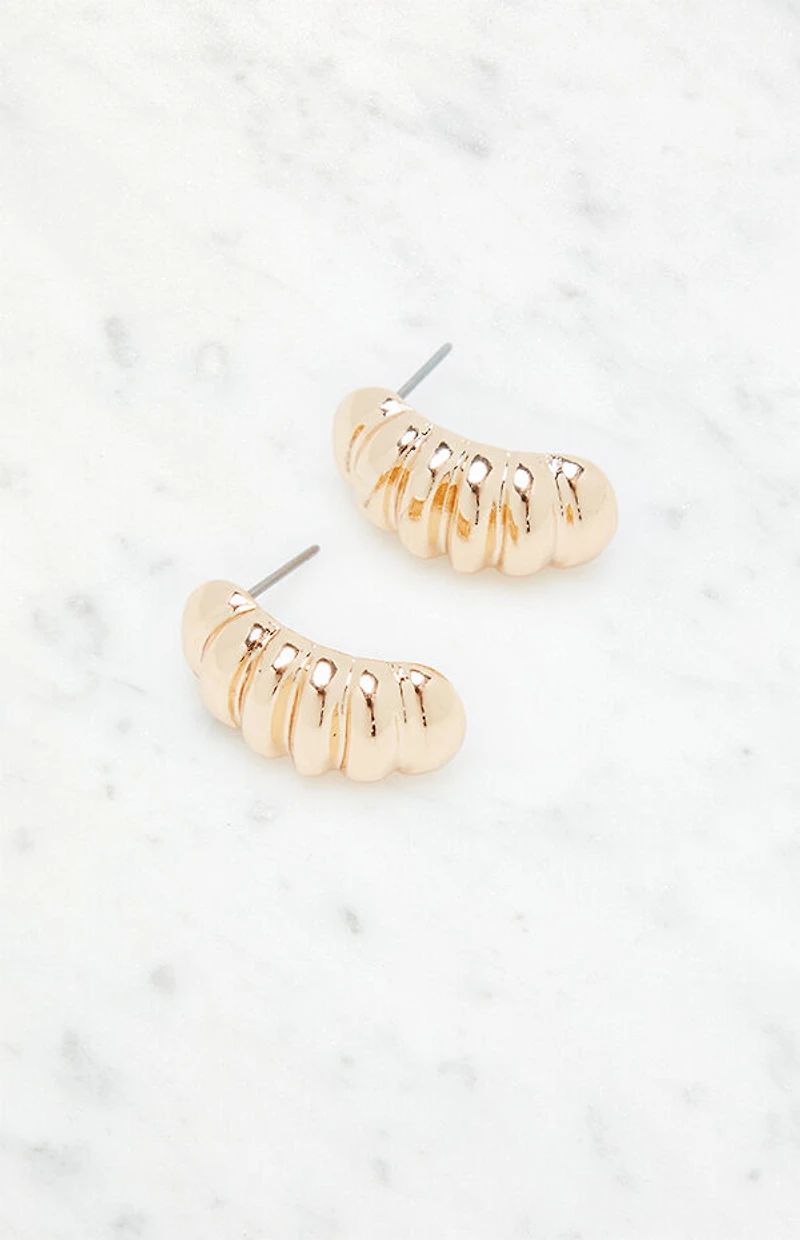 LA Hearts Ribbed Half Hoop Earrings