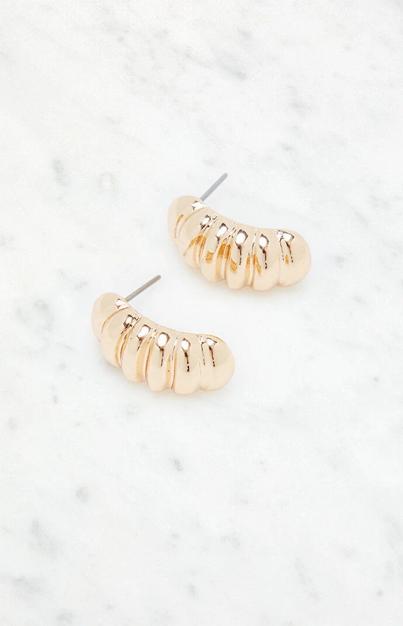 LA Hearts Ribbed Half Hoop Earrings