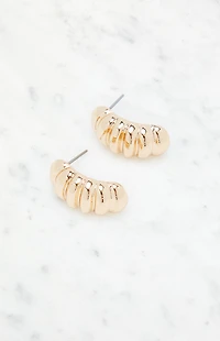 LA Hearts Ribbed Half Hoop Earrings