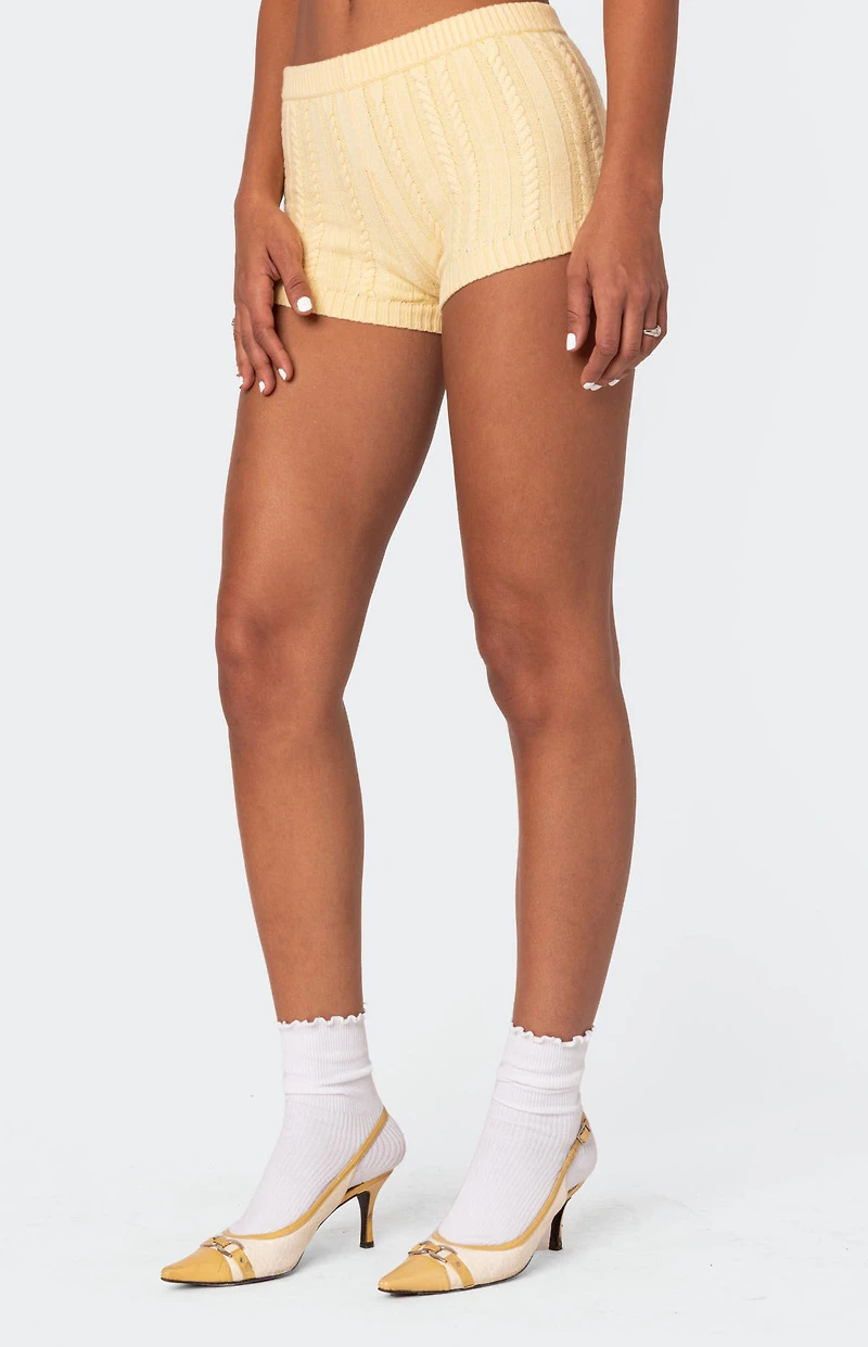 Edikted Raegan Cable Knit Shorts