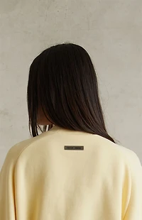 Fear of God ESSENTIALS Women's Garden Yellow Fleece Cropped Crew Neck Sweatshirt