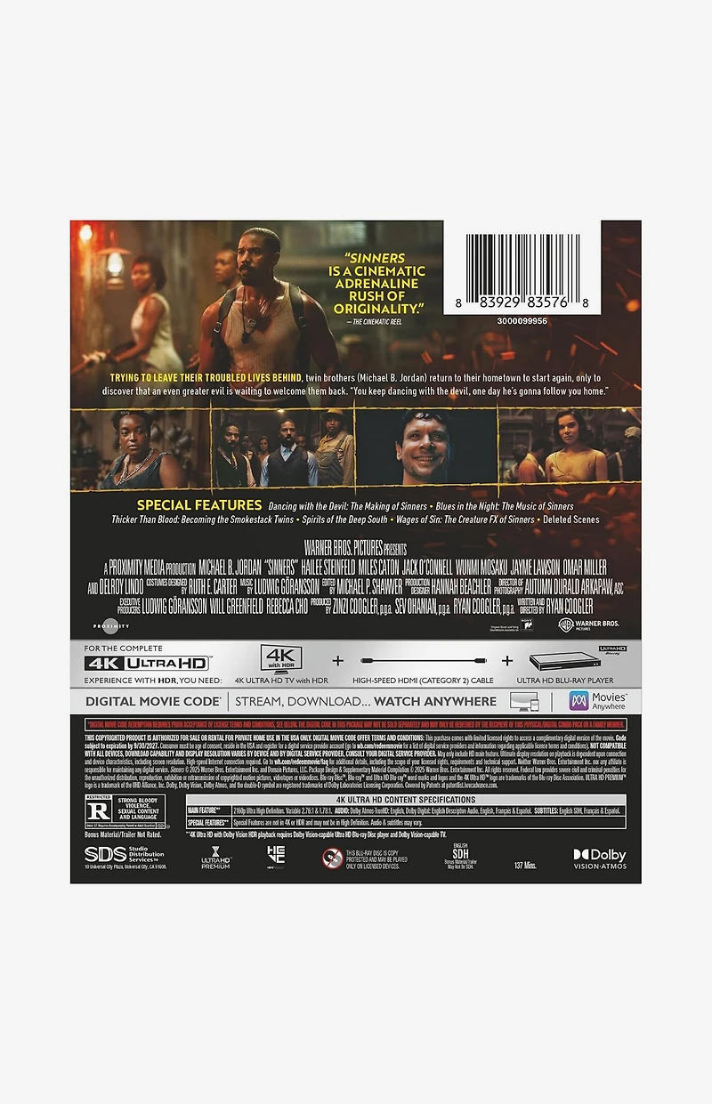 Sinners Movie 4K Ultra HD Disc