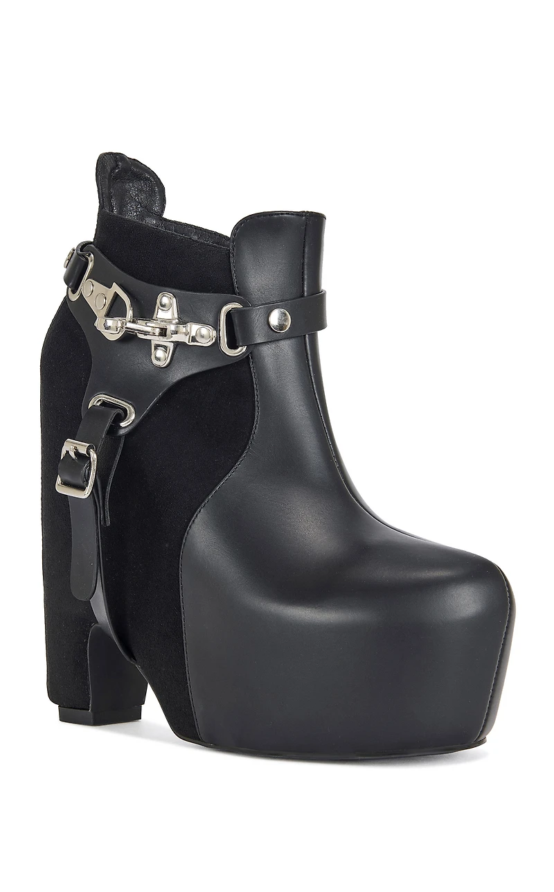 AZALEA WANG Women's Abyss Black Platform Hardware Booties