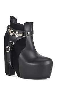AZALEA WANG Women's Abyss Black Platform Hardware Booties