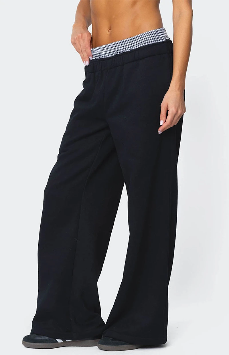 Edikted Gingham Boxer Detail Sweatpants