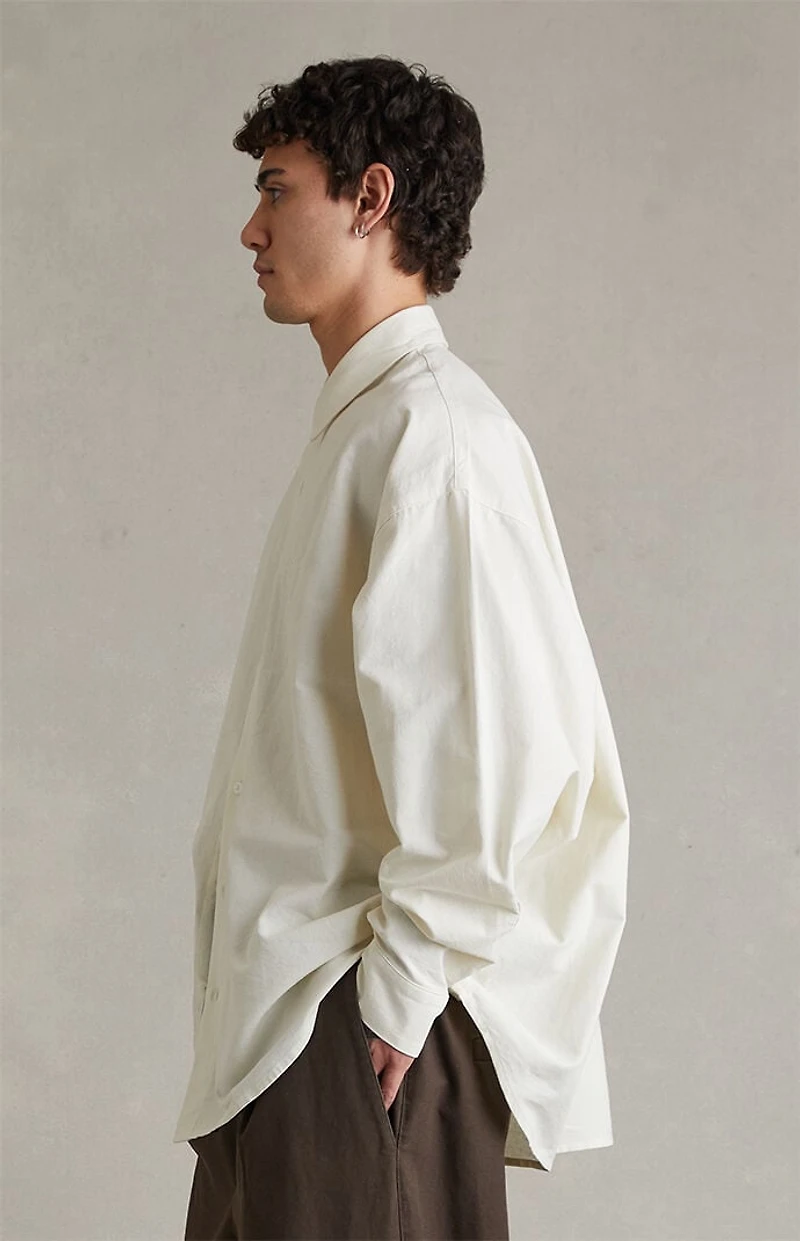 Fear of God ESSENTIALS Ivory Signature Button Up Long Sleeve Shirt
