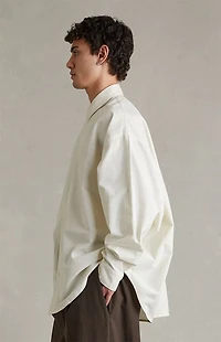 Fear of God ESSENTIALS Ivory Signature Button Up Long Sleeve Shirt