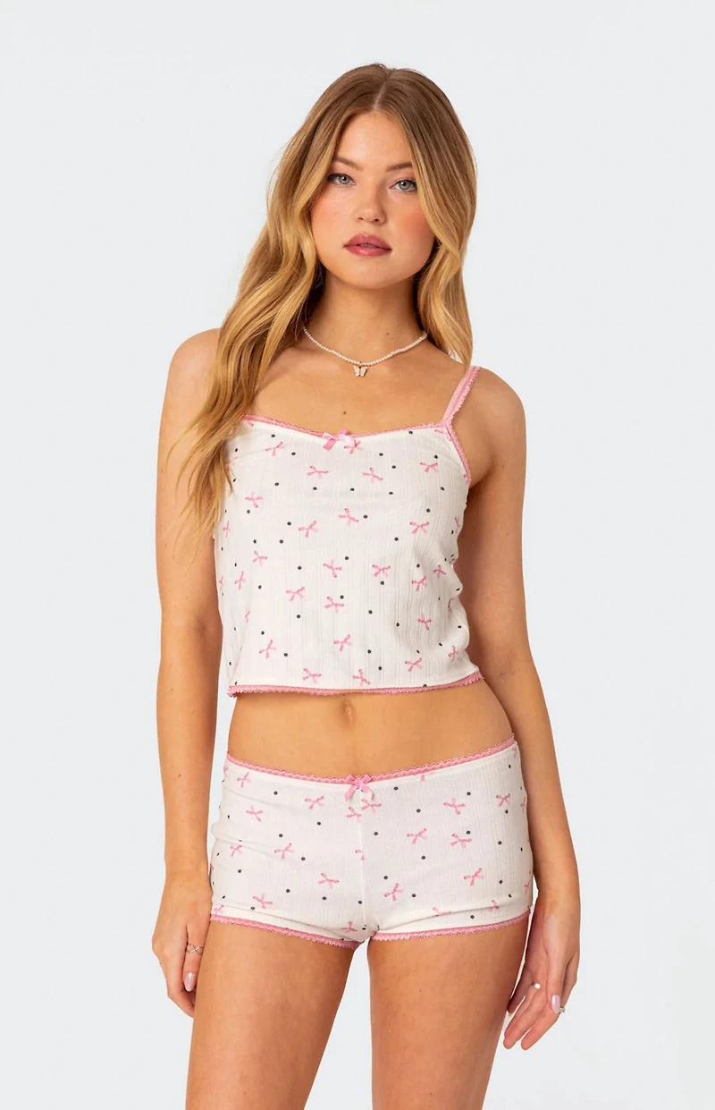 Edikted Shelly Pointelle Printed Tank Top