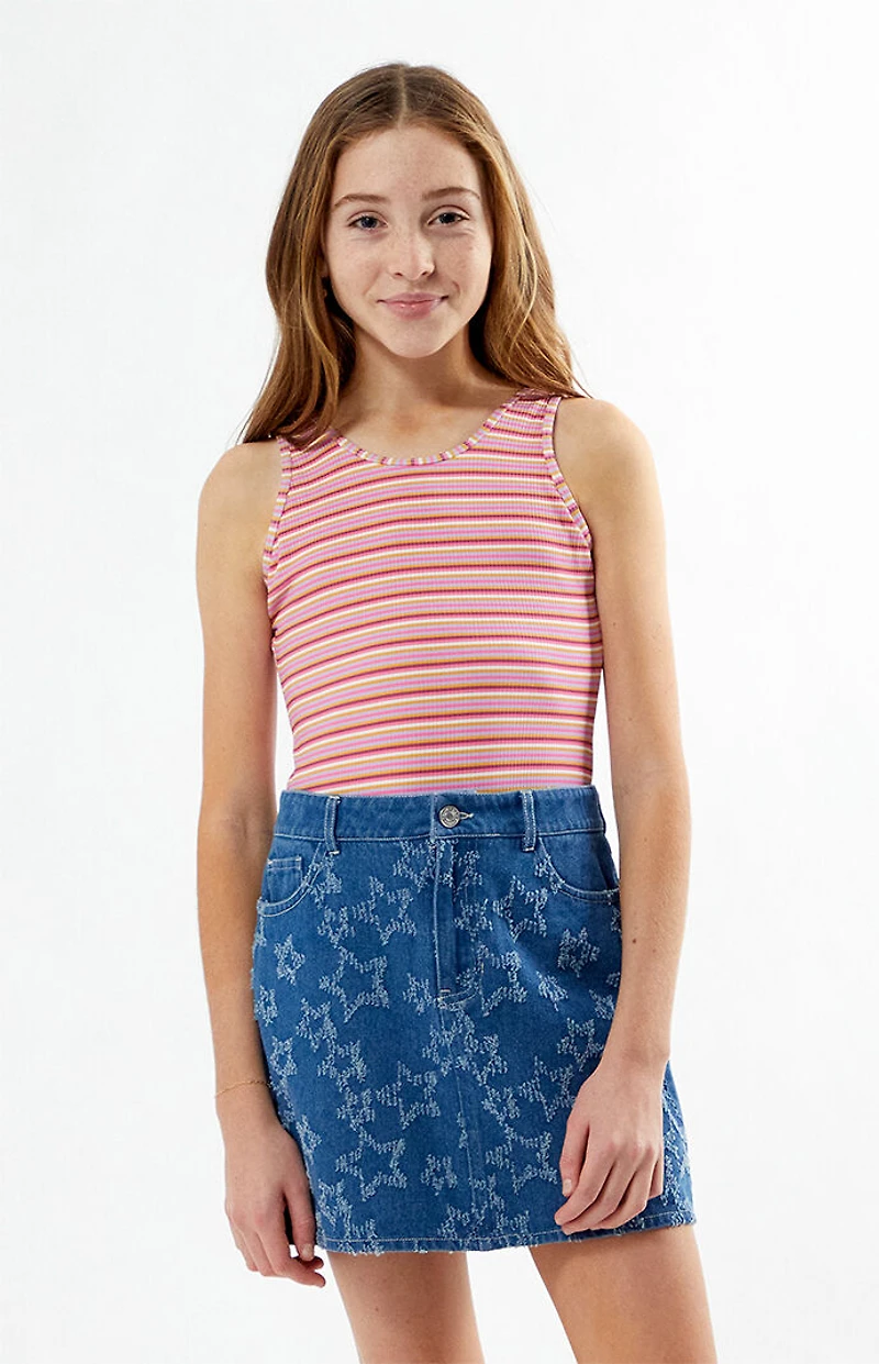 Pacsun Kids Striped Ribbed Scoop Neck One Piece Swimsuit