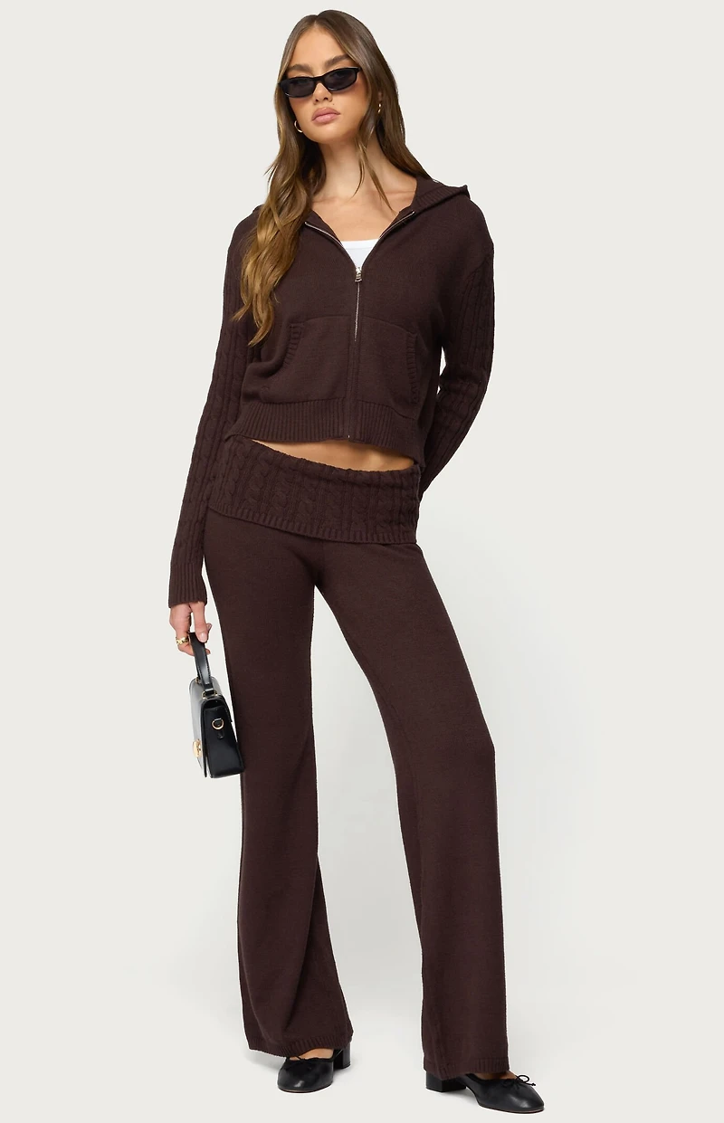 Edikted Lula Cable Knit Foldover Pants