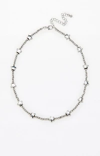 LA Hearts Silver Star Beaded Layered Necklace