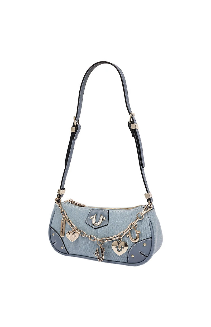 True Religion Horseshoe Chain Denim Shoulder Bag