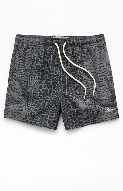 Pacsun Black Crocodile 4.5" Swim Trunks