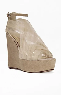 AZALEA WANG Women's Ballerine Nude Wedge Sandals