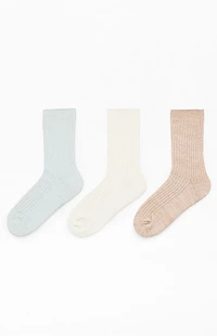 Pacsun 3 Pack Marled Neutral Crew Socks