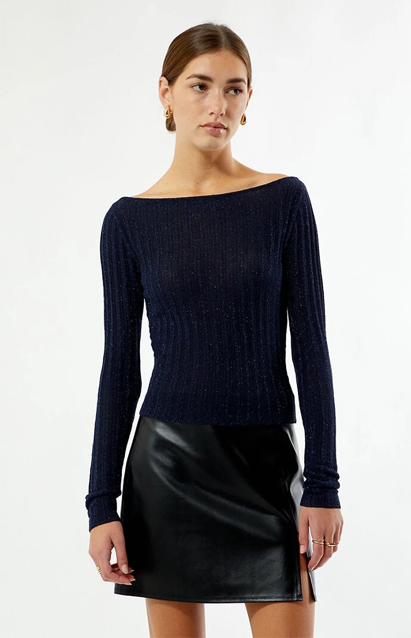 Beverly and Beck Bailey Boat Neck Glitter Sweater