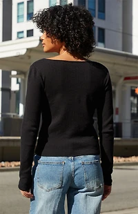 John Galt Black Athelia Pointelle Cardigan