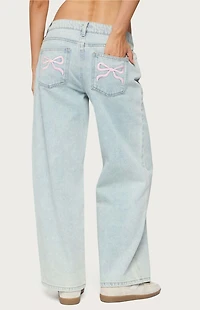 Edikted Petite Bow Pocket Relaxed Jeans