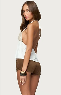 Edikted Hallie Sequin Babydoll Halter Top