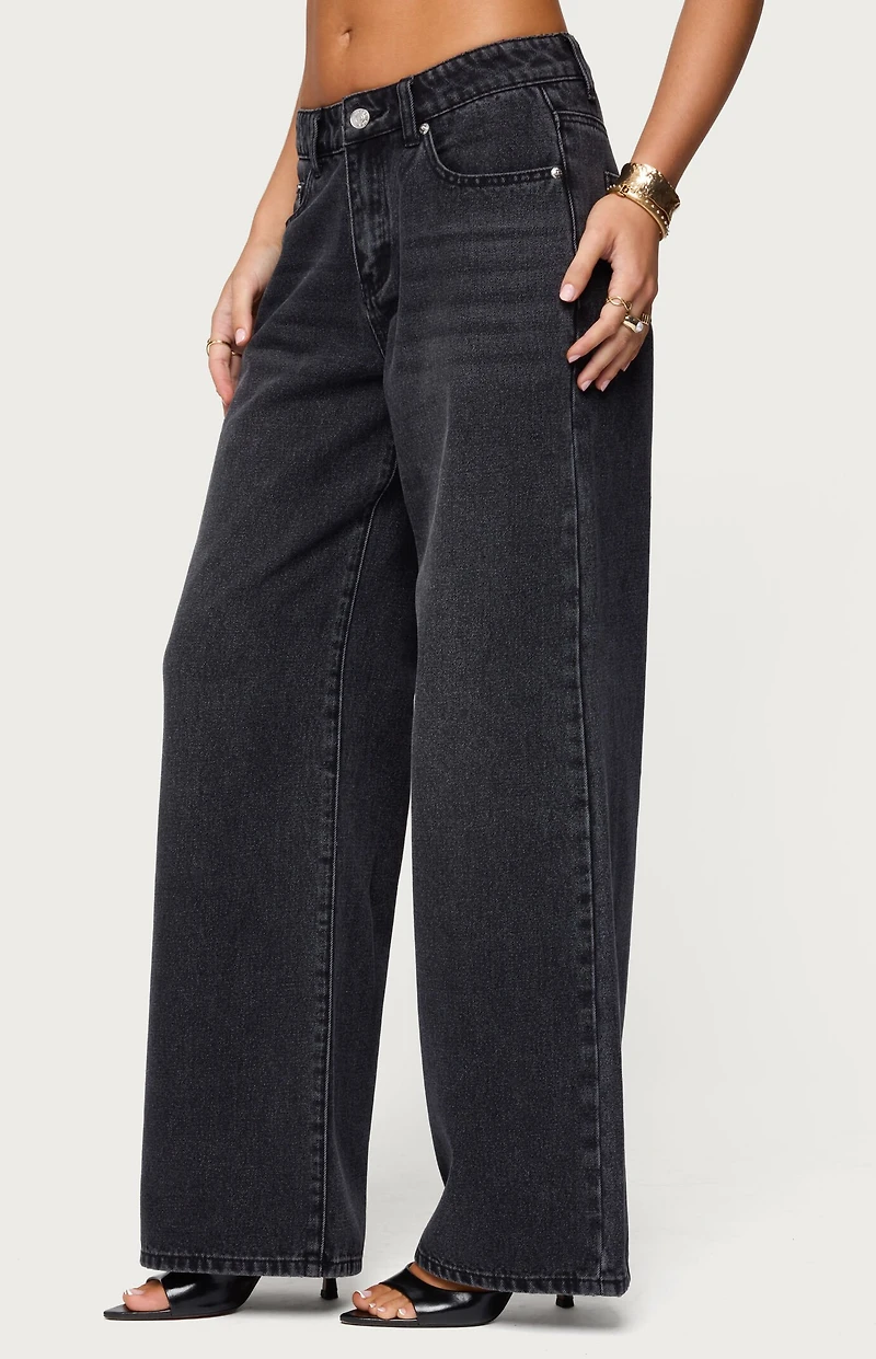 Edikted Ery Wide Leg Mid Rise Jeans