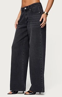 Edikted Ery Wide Leg Mid Rise Jeans