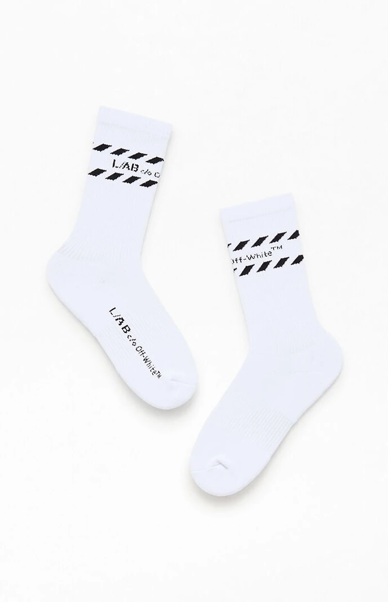 L/AB c/o Off-White 3 Pack Diagonal Stripe Crew Socks