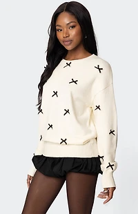 Edikted Satin Bow Oversized Sweater