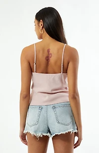 LA Hearts Lace Trim V-Neck Babydoll Tank Top